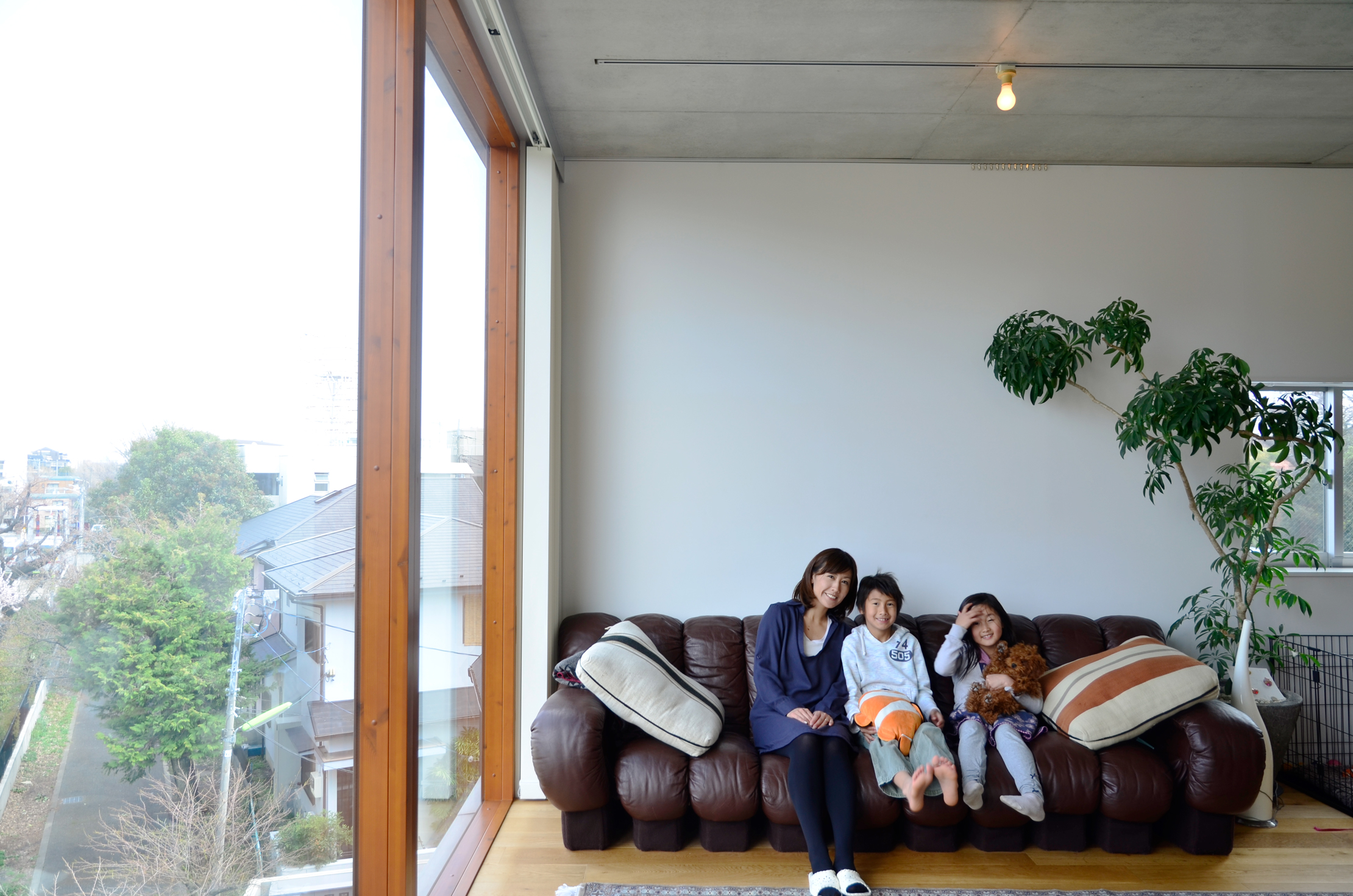 天井高は約3ｍ。床から天井まで開口部なので、光がふんだんに入る